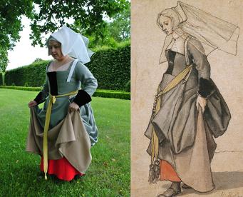 Renesanční pokrývka hlavy - English Gable hood Holbein